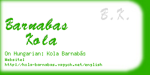 barnabas kola business card