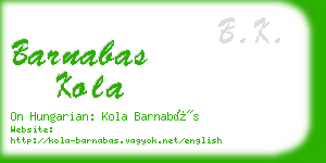 barnabas kola business card